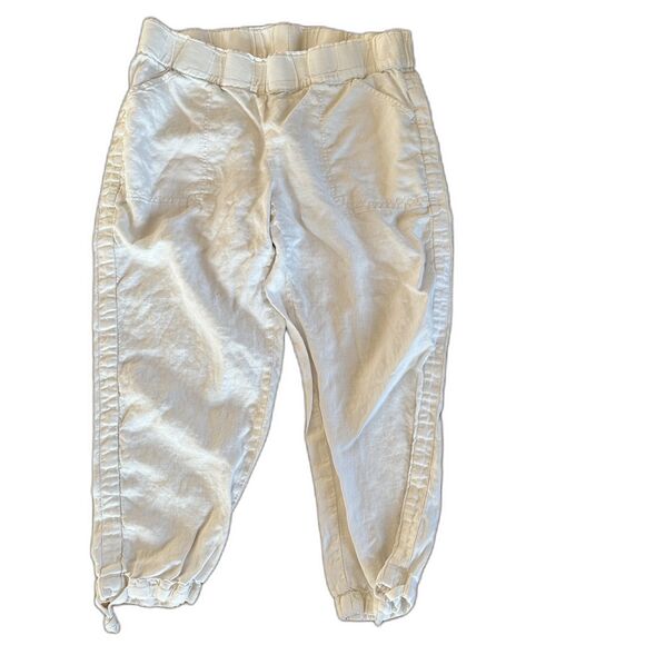 J Jill Pure Jill Linen Off White Pullon Drawstring Hem Pant Cropped Size L - Picture 2 of 6